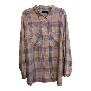 Lauren Ralph Lauren Womens Button Up Shirt Pink Long Sleeve Pocket Plus 3X New